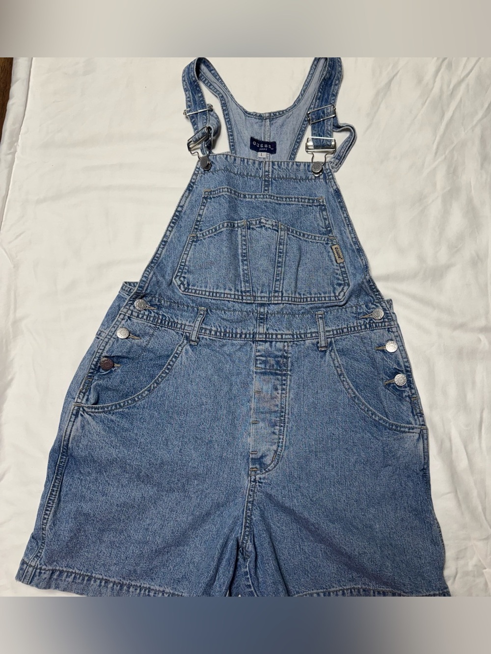 Vintage Guess Blue Denim Short Overalls Made in the USA